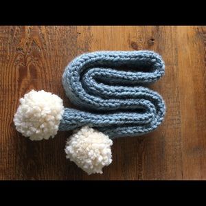 NWT Pom Pom Scarf by joolesknits in Blue and White